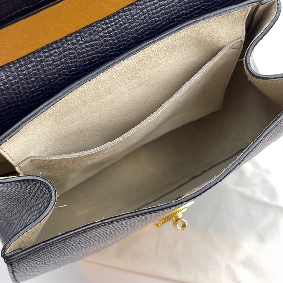 Chloe drew chain leather shoulder crossbody bag navy blue and camel women - Picture 12 of 15